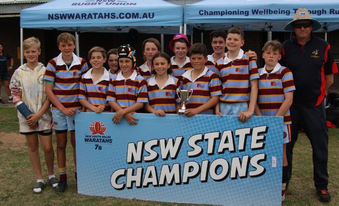 The winning Catherine McAuley rugby sevens side after the final. Picture supplied