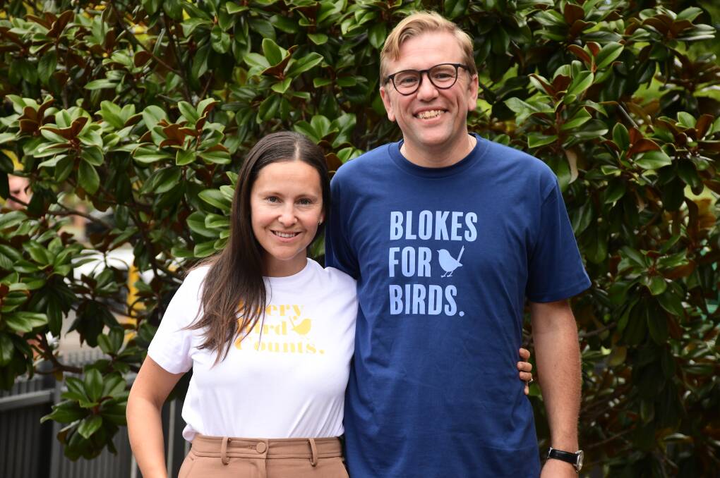 Vanessa Vazquez with her husband and fellow partner in Orange's Whiteley, Ironside & Shillington Solicitors, Michael Evans promoting the 2024 Birds in the Bush event set for May 2. Picture by Jude Keogh.