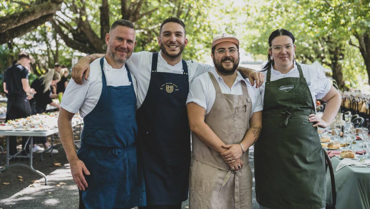Four Orange-based chefs from the 2023 (and 2024) Sampson Streert Long Lunch, Richard Learmonth, Dom Aboud, Hugh Piper, Danielle Romeo. Picture supplied.