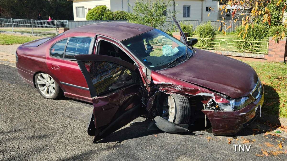 The maroon Ford crashed into a stationary vehicle. Picture by: Troy Pearson/TNV