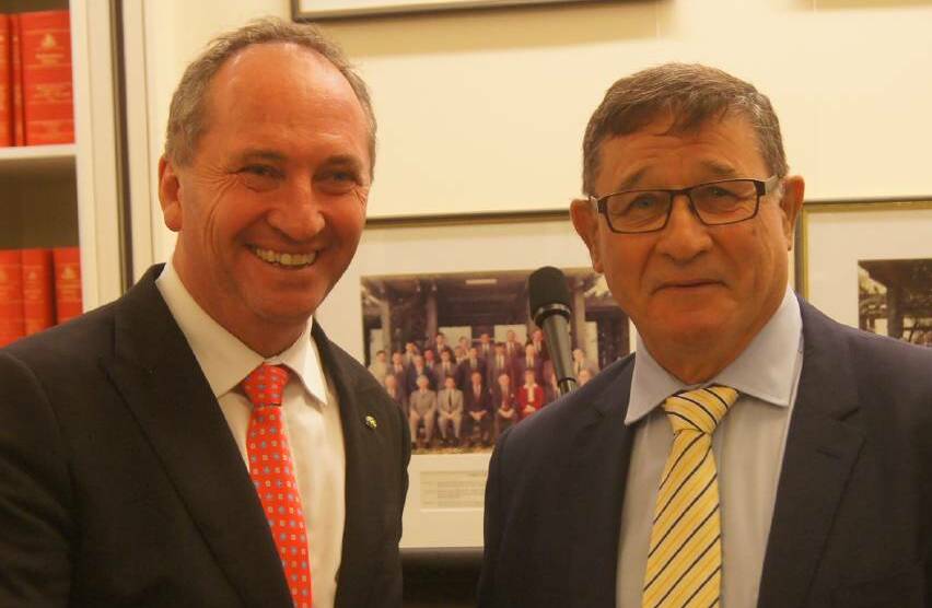 BACK IN THE DAY: Deputy prime minister Barnaby Joyce and former member for Calare John Cobb.
