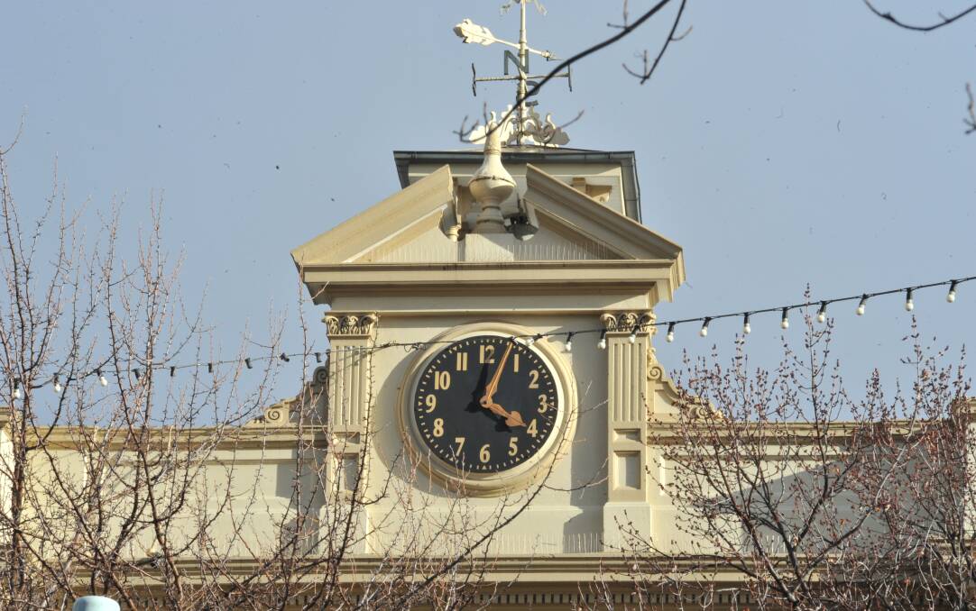PAST TIME: The Post Office Clock has been repaired. Photo: JUDE KEOGH