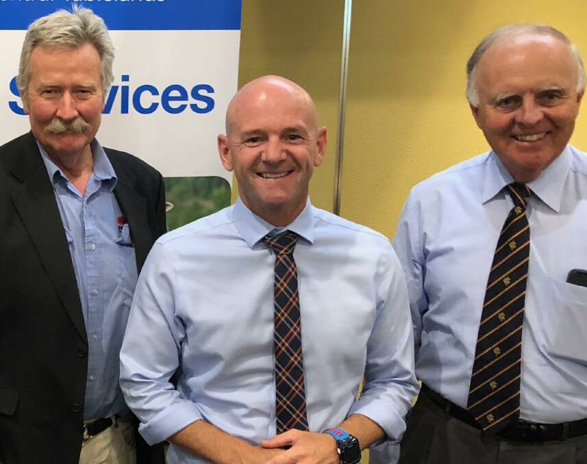 MEETING OF MINDS: Orange veterinarian Bruce Watt, Minister for Primary Industries Niall Blair and Local Land Services Chair Richard Bull. Photo: CONTRIBUTED