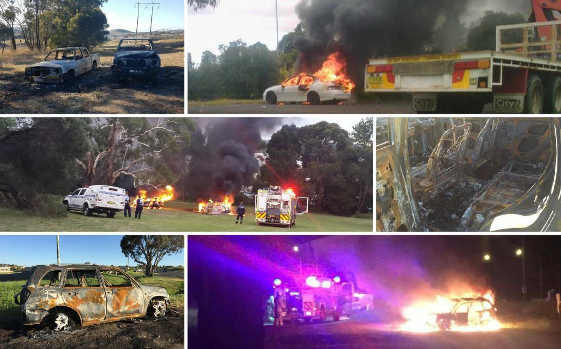 SPATE: Some of the stolen and torched vehicles in the Canobolas Local Area Command in the last 18 months.