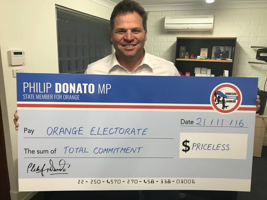 ONE-YEAR CHEQUE UP: Member for Orange Philip Donato reflects on his first year in public office. Photo: CONTRIBUTED
