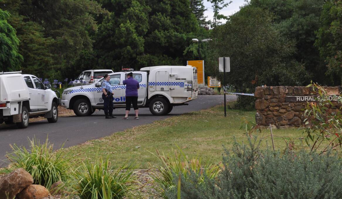 CORDONED OFF: Police at TAFE Western’s Orange Rural Skills campus on Tuesday morning.