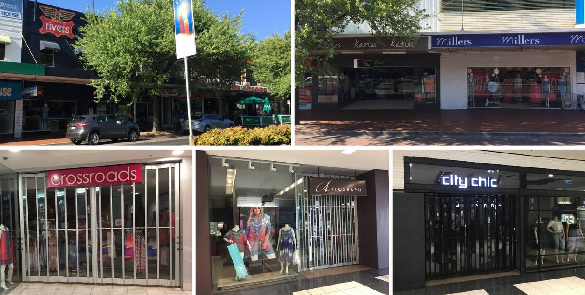 FUTURE UNKNOWN: Specialty Fashion's Orange stores (clockwise from top left) Rivers, Katies, Millers, City Chic, Autograph and Crossroads. The company has announced plans to close 300 shops nationwide.