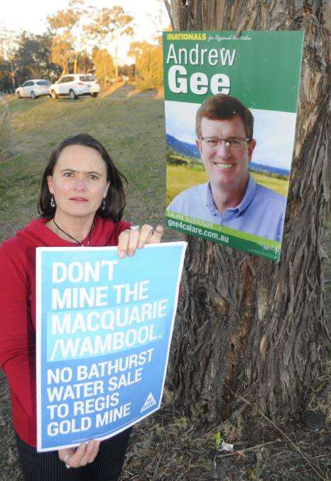 SIGNS OF THE TIMES: Tracey Carpenter says laws that allow political candidates to publicly display posters are hypocritical. Photo: CHRIS SEABROOK