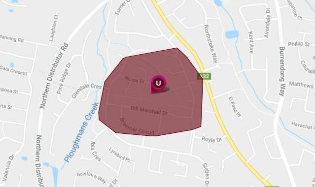 UPDATED INFORMATION: The area affected by the blackout as of about 11.30am on Monday.
