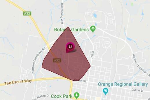 IMPACTED: Houses in the highlighted area have were left without power on Monday morning.