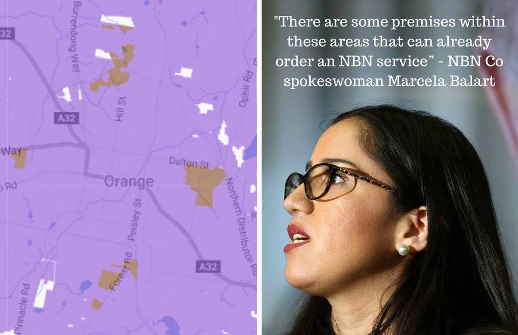 NOT ALL THERE: Most Orange residents and businesses can access the NBN, outside of some small pockets around the city, as marked here on the NBN roll out map.