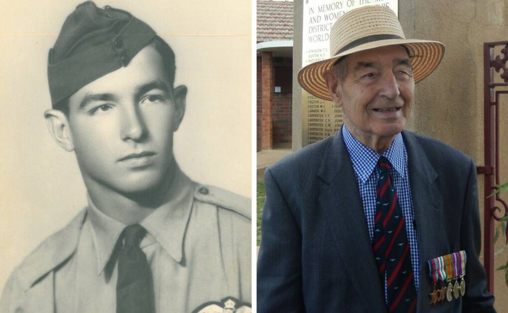 A LIFE OF SERVICE: Max Reynolds in his Royal Australian Air Force uniform (left) and proudly displaying his war medals later in life. Photos: CONTRIBUTED