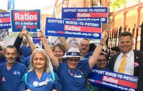 IN THEIR CORNER: Member for Orange Philip Donato (right) showing his support for the "exhausted" and frustrated nurses in NSW. Photo: SUPPLIED