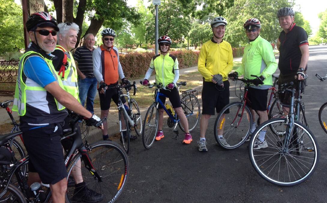 ACTIVE BUNCH: Cyclists Paul Englert, Tony Caine, Noel McKay, Rosemary Morgan, John Seaman and Dennis Murphy. Photo: CONTRIBUTED