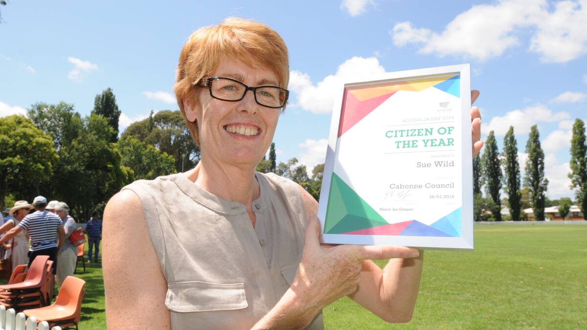 PROUD ACHIEVEMENT: Sue Wild was last year's Molong citizen of the year. Each Cabonne village will name their recipients this Friday. Photo: STEVE GOSCH