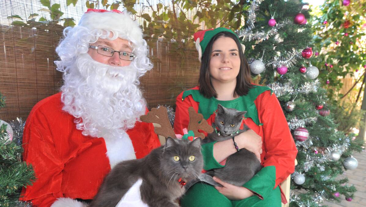 PICTURE PERFECT: Santa with Ted and Laura Ferguson with Ashie. Photo: JUDE KEOGH 1129jkblossoms1
