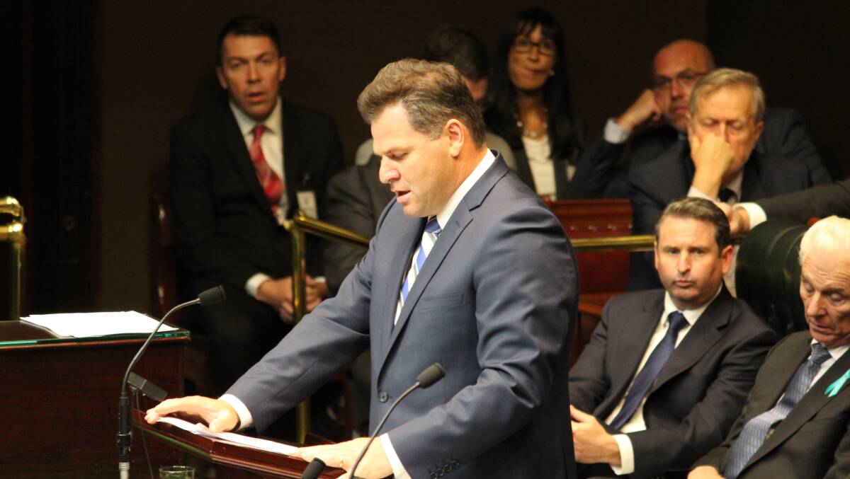 FIGHTING WORDS: Member for Orange Phil Donato delivers his inaugural speech. Photo: SUPPLIED