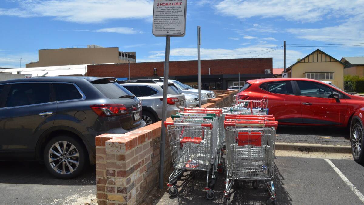 STACKED UP: 13 trolleys were left in this parking space.