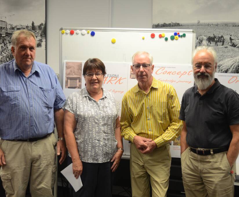 PLANNING: Scheme supporter Wade Mahlo, Historical Society president Liz Edwards, community consultant Peter Morton and landscape architect Leonard Lynch at the meeting. Photo: DAVID FITZSIMONS 0311dffair1