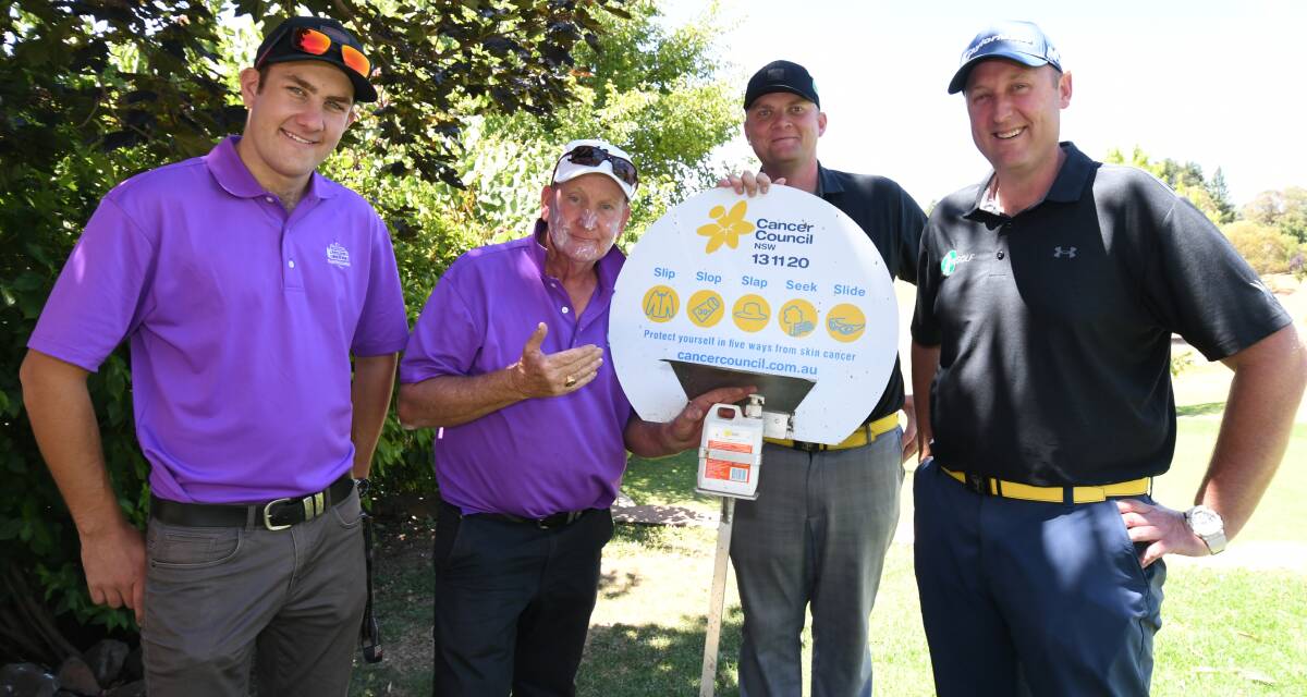 SKINS: Sam Pasquali and John Furze from Duntryleague with Todd Brakenridge and Mark Fliedner from Wentworth. Photo: JUDE KEOGH jk0118golf1