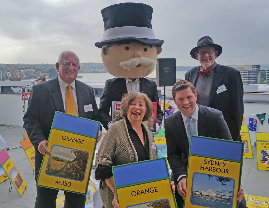 GAME ON: Orange mayor John Davis, Gaye Stuart-Nairn, tourism minister Adam Marshall and Borry Gartrell at the announcement in Sydney on Wednesday. Photo: Supplied