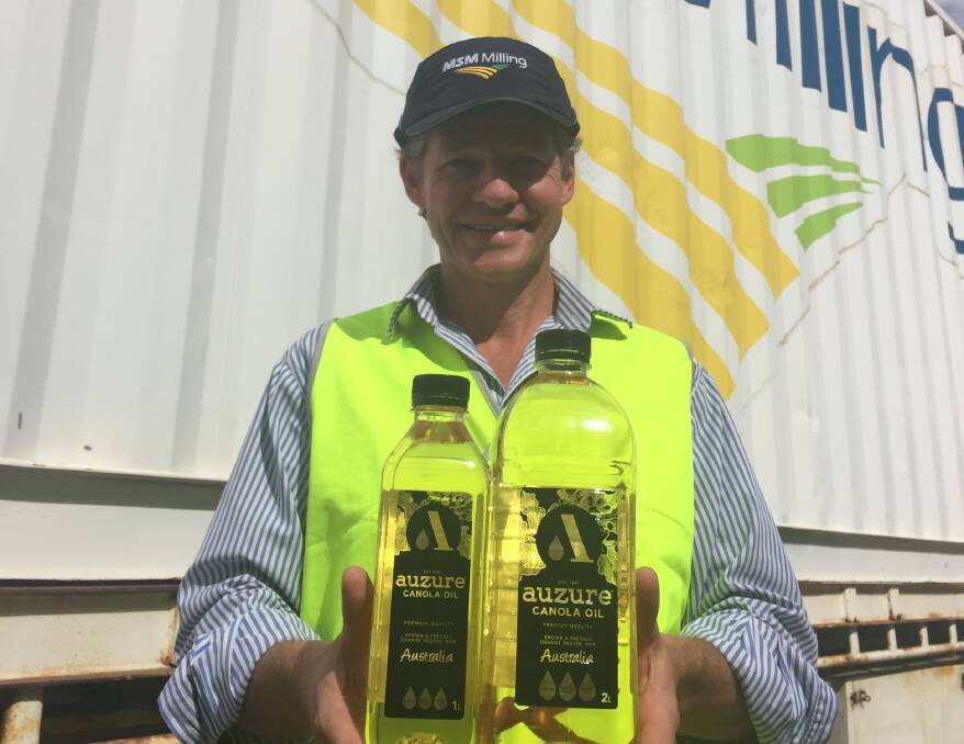 MARKET READY: MSM Milling Commercial general manager Charlie Aldersey with the new oil. Photo: Supplied