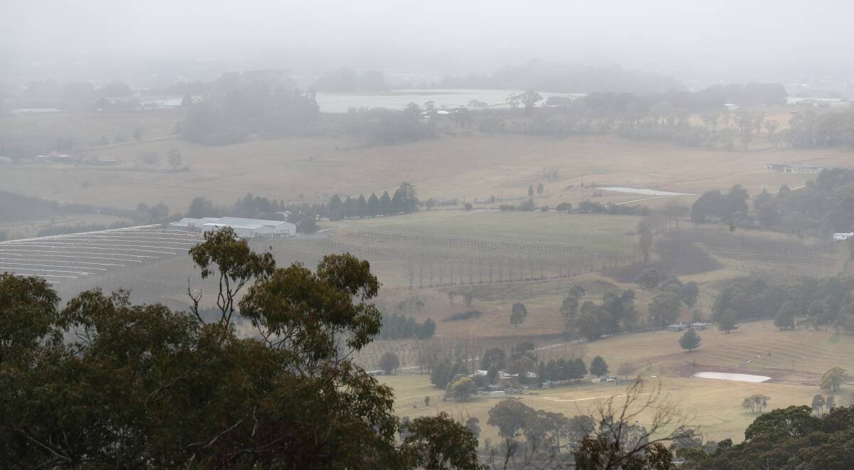 FOGGY VIEWS: It was cold, wet and windy but there was no snow to be seen from Mount Canobolas on Monday. Photo: PHIL BLATCH 0807pbmount3