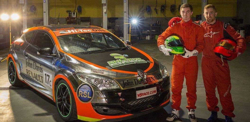 REDDY: Blake Aubin [right] and brother Kyle with their Renault Megane racing car that will be on display at Wade Park on Saturday. Photo: Supplied