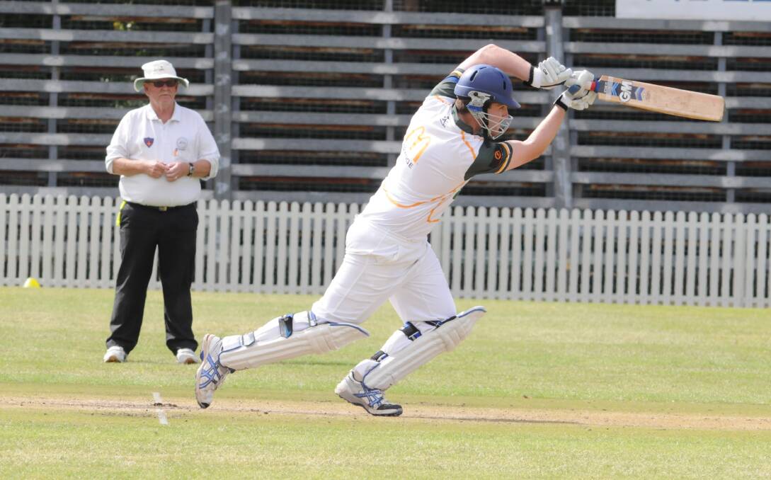 BIG OCCASION: Hugh Le Lievre in full flight during the first of his remarkable grand final tons for CYMS, this was 2015. Photo: JUDE KEOGH