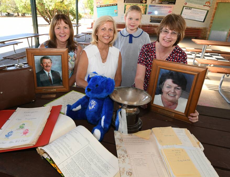 50 YEARS: Former student Rosanne Osborne, assistant principal and former teacher Maxine Thompson, Annie Taylor and staff member Lyn Edwards. Photo: JUDE KEOGH 