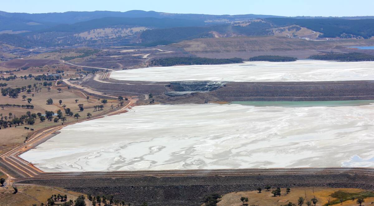 SUBSTANTIAL DAMAGE: The slump in the tailings dam wall that has led to operations being suspended at Cadia Valley Operations. Photo: NEWCREST
