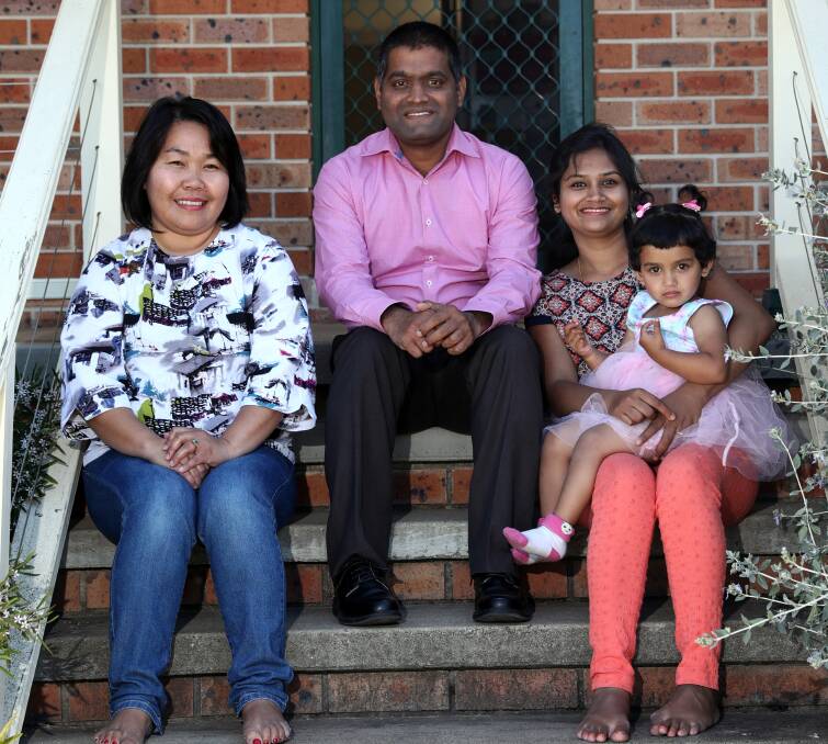WELCOME: Orange residents Ade Saragih, Aravind Sankar, Subashini Aravind and daughter Jiya, 2. Photo: ANDREW MURRAY1010amfam11858 