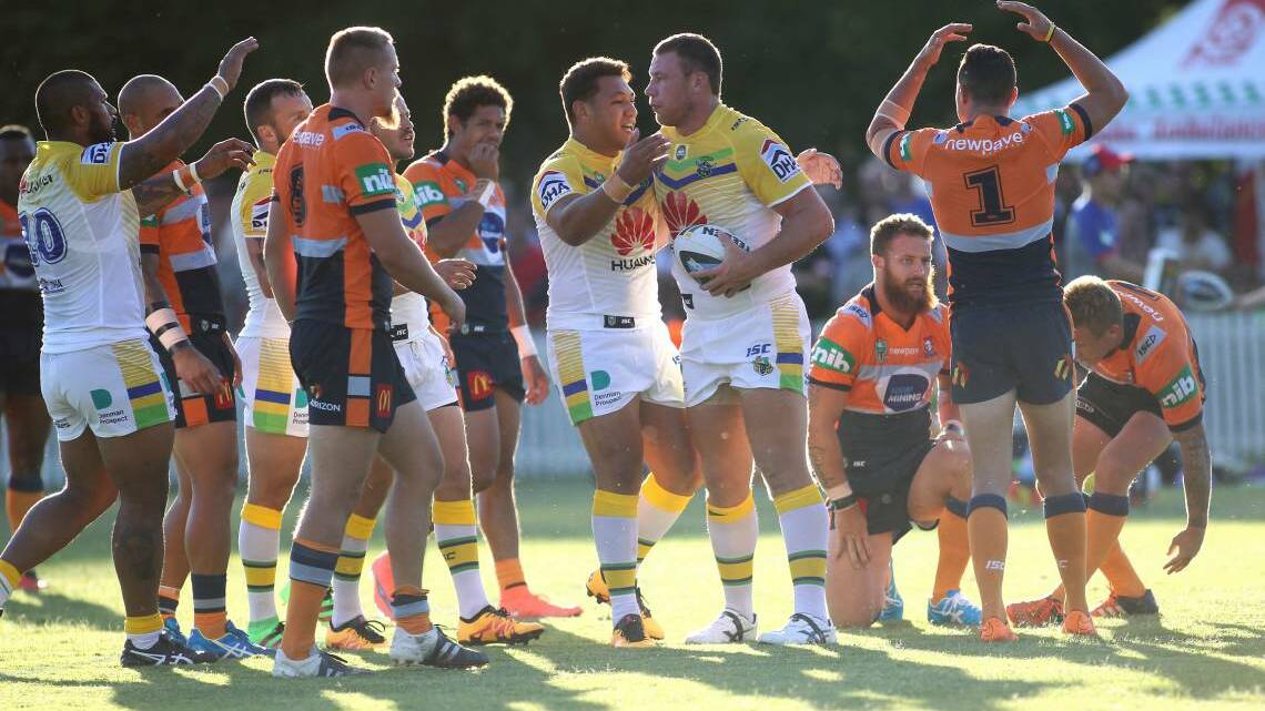 NRL TRIAL IN ORANGE: Canberra Raiders defeated Newcastle Knights 34-28 in Saturday night's NRL trial game at Wade Park in Orange. Photo: PHIL BLATCH
