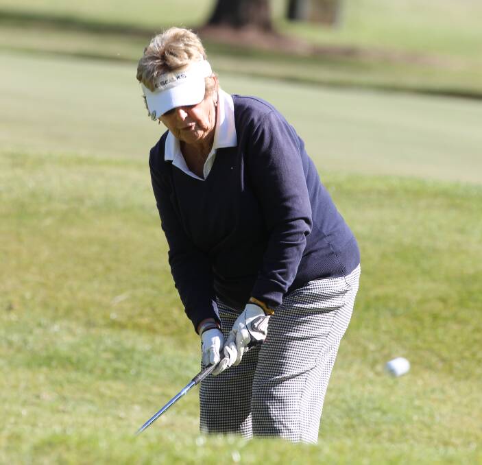 CHIPPING AWAY: Fran Cadriek chips on to the green during the opening round of the Duntryleague Open Ladies tournament on Monday. Photo: PHIL BLATCH