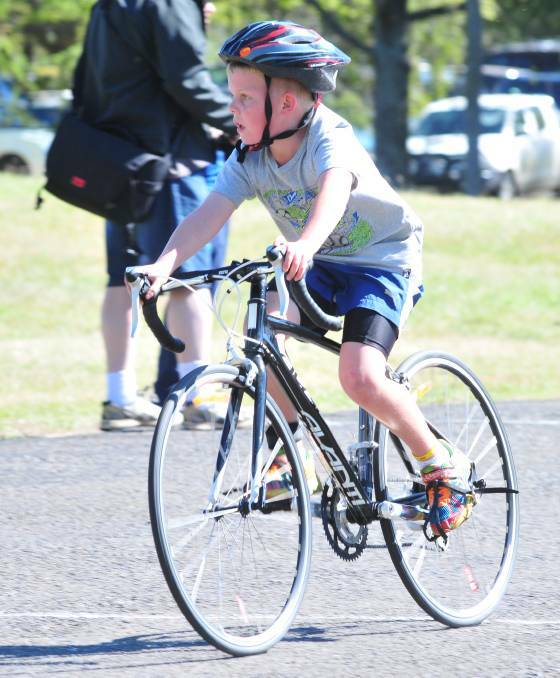 CLUB POWER: Young Damien Chopping in action on the bike. The club will run a junior training run and skills clinic on Saturday. Photo: JUDE KEOGH