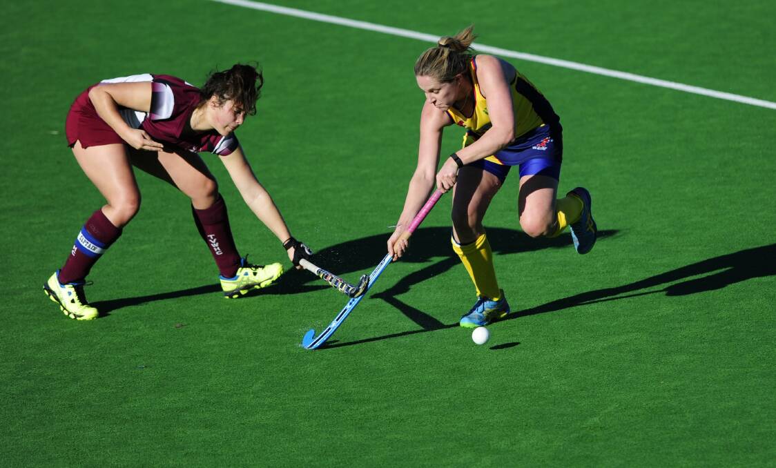 BONE TO PICK: Meredith Bone in action for club side University of Canberra Hockey Club. She's in action at the AHL in Perth. Photo: Melissa Adams