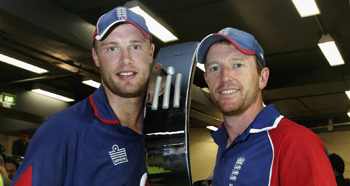 IN GOOD COMPANY: Paul Collingwood pictured with an actual cricketer, Andrew Flintoff. 