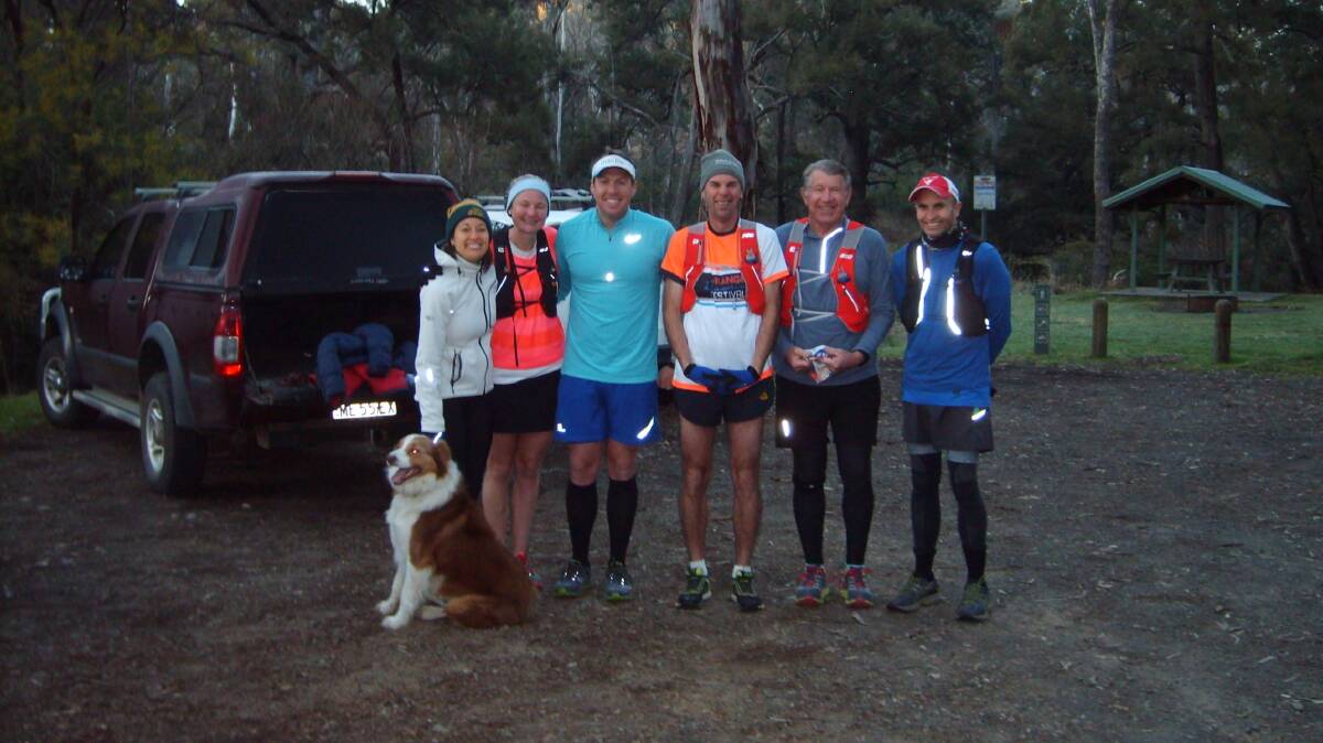 ARM IN ARM: The trail runners (from left) Nikki Melino, Meg Reeves, Adam Reeves, Ian Spurway, John Betts and Mitch Essex pictured before Sunday's Trail Run, the new trail was a great experience for the six brave runners that took on the challenge last weekend. Photo: CONTRIBUTED