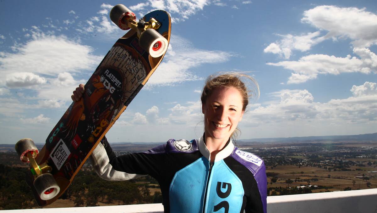 GNARLY: Spanish skateboarder Paloma "Palaxa" Acha has come to Australia to test herself on Mount Panorama at this weekend's Newton's Nation. Photo: PHIL BLATCH 