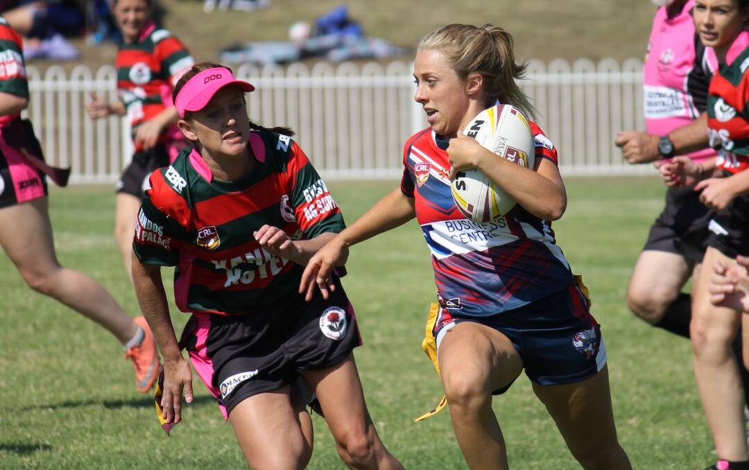ON THE RUN: Orange Barbarians gun Sami Laing charges the ball forward for her side against Kandos - both clubs will have representations at the Western Challenge on Saturday. 
