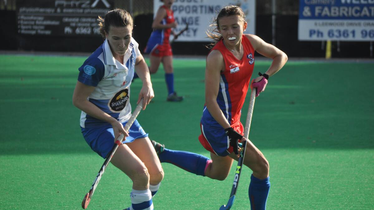 BACK TO THE PACK: Feds and St Pat's fought out a 2-0 result to the blue and whites on Saturday, the likes of Eva Reith-Snare (right) doing her best to get the Orange club back in the round 11 contest at Bathurst.