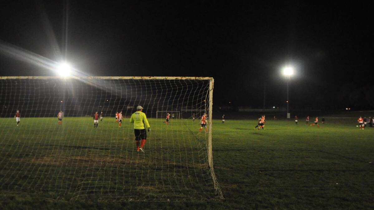 OH, WHAT A NIGHT (GAME): Barnestoneworth United played out a tough 2-0 win over Denley Moor under the lights, which at times proved challenging for the over 35s players. Photo: CONTRIBUTED