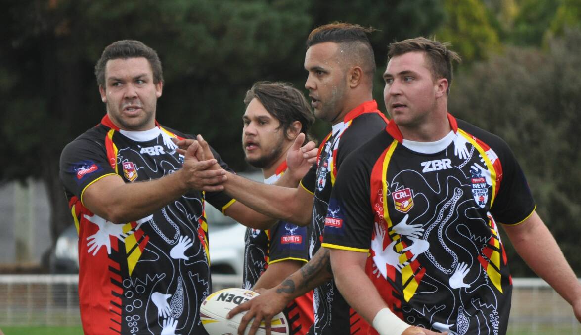 CELEBRATION: The Group 10 All Stars game will be played on Sunday at Cowra, Will Ingram and Jeremy Gordon are again in the Indigenous fold. Photo: NICK MCGRATH