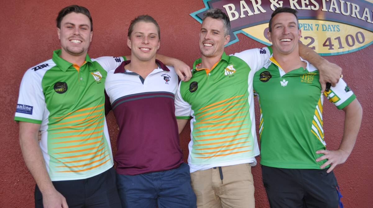 THE FOUR-TIMERS: Robbie, Charlie, James and Tim will all line-up at King George Oval on Sunday. Photo: NICK McGRATH