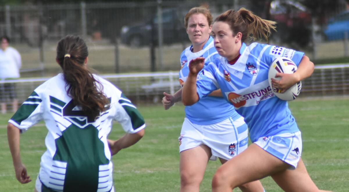 ON THE BURST: Group 10 backrower Kaitlyn Phillips has been tremendous for her side during the Western Women's Rugby League competition. Photo: MARK LOGAN