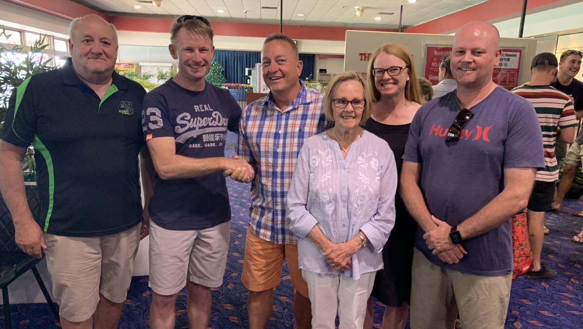 A SECOND FAMILY: CYMS awarded the late Bernie Thornhill life membership on Sunday, accepting the award on his behalf were, from left, Steve Brakenridge, Michael Thornhill, Dave Penny (CYMS president), Leonie Thornhill, Kylie Winslade and Michael Thornhill. 
