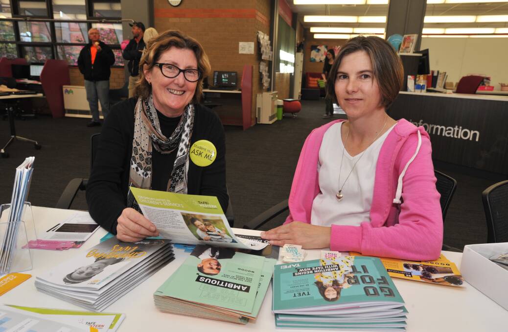 ADVICE: TAFE Western student engagement officer Jo Sedgers with Kelly Smith who hopes to undertake a Diploma of Early Childhood. Photos: JUDE KEOGH