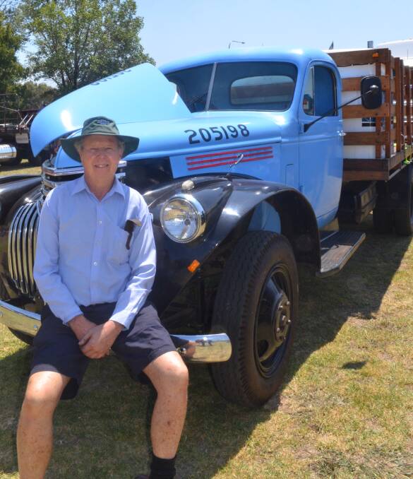 PROUD: Darryl Brooks of Dubbo has driven his 1942 ex-RAAF Chevy truck since 1970 and more recently refurbished it.