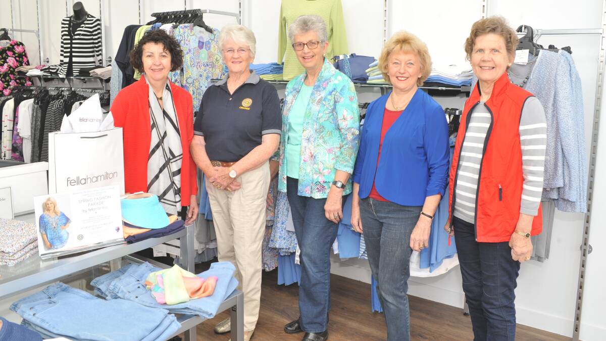 EDUCATION FUNDRAISER: Fella Hamilton shop manager Kerrie King, Inner Wheel Club of Orange Gail Pringle, president Judy Reppen and members Maria Bargwanna and Janet Jackson are hosting a fashion parade and fundraiser. Photo: JUDE KEOGH