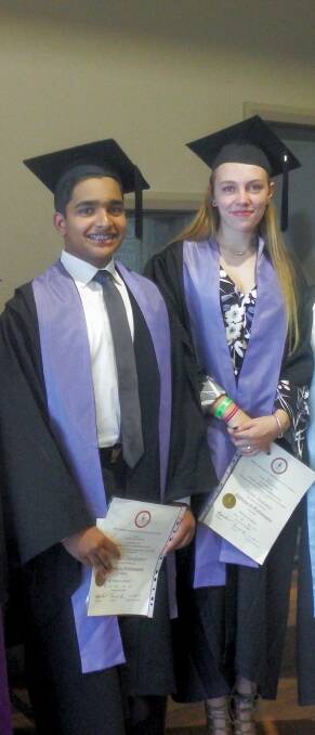 HONOUR STUDENTS: Year 12 student Kirith Vijayakumar and year 11 student Ailish Seedsman have graduated with honours in speech and drama. Photo: SUPPLIED